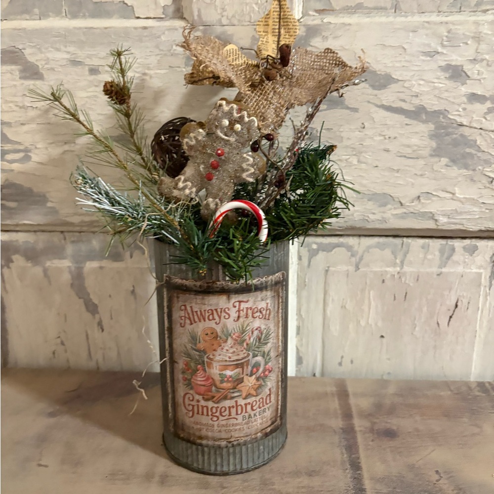 Gingerbread Holiday Arrangement with Greenery